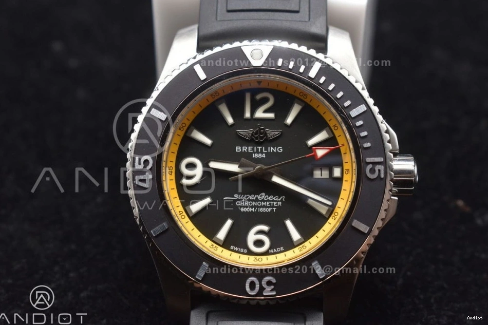 A2824 Bezel TF and Rubber Black On with 44 Dial Yellow Black Rehaut Edition 1:1 Superocean Strap Best Automatic 1128